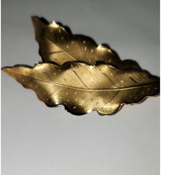 A Gold Tone Leaf Brooch Pin Oak Tree Fall Vintage Costume Jewelry - Picture 2 of 12